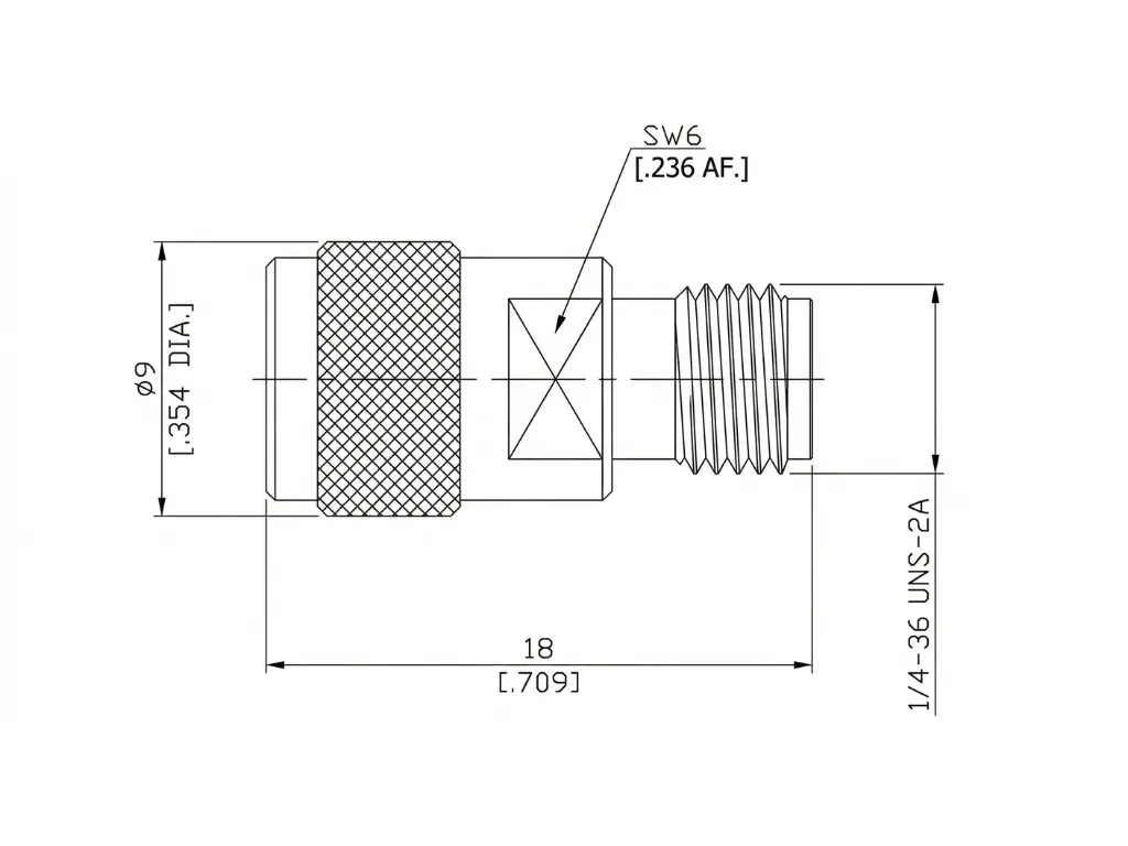SMA Snap-On Adapter outline drawing